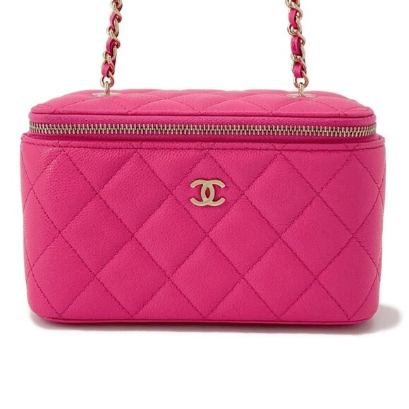 CHANEL Matelasse Vanity ChainShoulder Bag Size Small Calfskin Pink AP1341 - Picture 1 of 10
